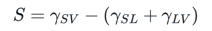S = γ_SV − (γ_SL + γ_LV)